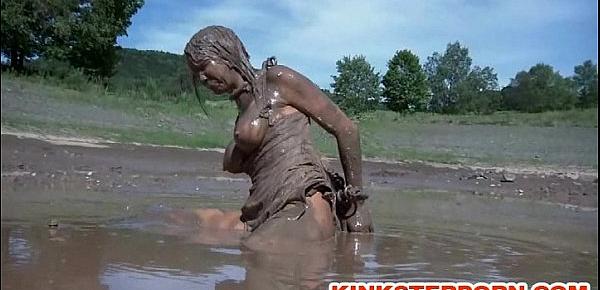  Outdoor BDSM Mud Slave Disgrace